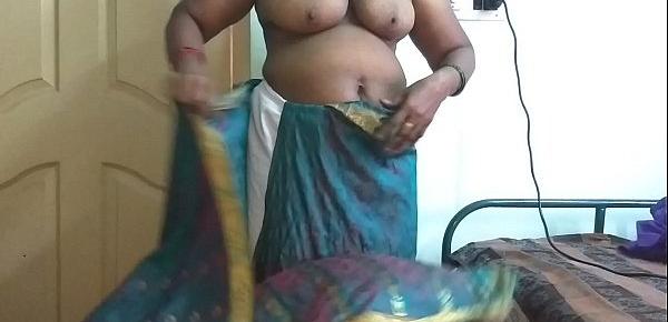 Desi indian tamil telugu kannada malayalam hindi horny cheating wife  vanitha wearing blue colour saree showing big boobs and shaved pussy press  hard boobs press nip rubbing pussy masturbation 830 Porn Videos