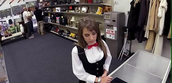 Buxom Innocent Lady Massive Poked In Pawnshop for Cash