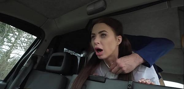 Brunette Sexy Horny Jenny Picked Up In Taxi and Hammered By Hunky Driver
