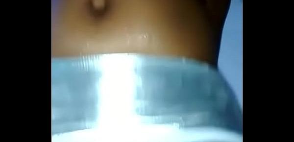 Sexy black babe fucked her self with a blue dildo